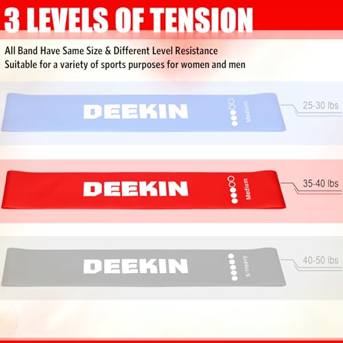 Deekin Resistance Bands Resistance Loop Exercise Bands Exercise Equipment Elastic Ring for Women and Men Home Fitness, Gym, Yoga - color: Red, size: 30 Lbs