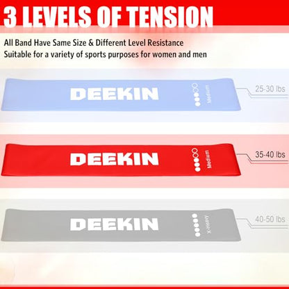 Deekin Resistance Bands Resistance Loop Exercise Bands Exercise Equipment Elastic Ring for Women and Men Home Fitness, Gym, Yoga - color: Red, size: 30 Lbs