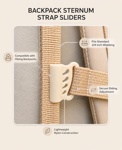 3/4 Inch Sternum Strap Sliders 24 Pack, Beige Backpack Chest Strap Adjusters, Sternum Strap Adjuster Buckles for 3/4" Webbing, Replacement Hardware for Hiking Bags, Packs & Outdoor Gear