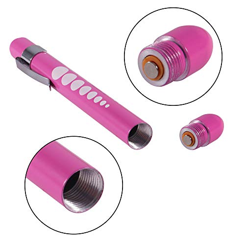 Aokin Medical Pen Light for Nurse Doctor, Reusable LED Medical Penlight Flashlight with Pupil Gauge and Ruler, White Light, Rose - color: Rose