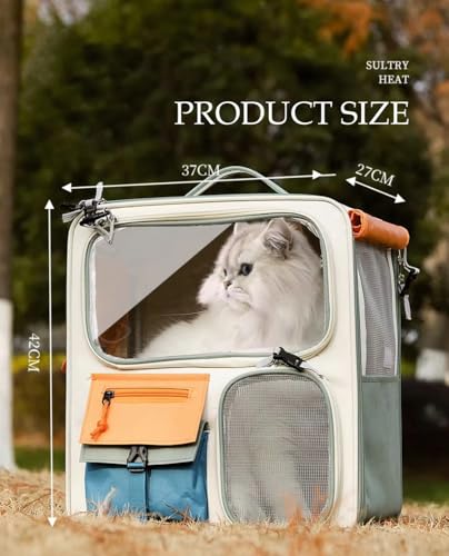 Tristan Home Pet Carrier Backpack with Ventilation Windows, Multiple Storage Pockets, 42x37x27cm, Large, Weight Limit 25lbs, Multicoloured