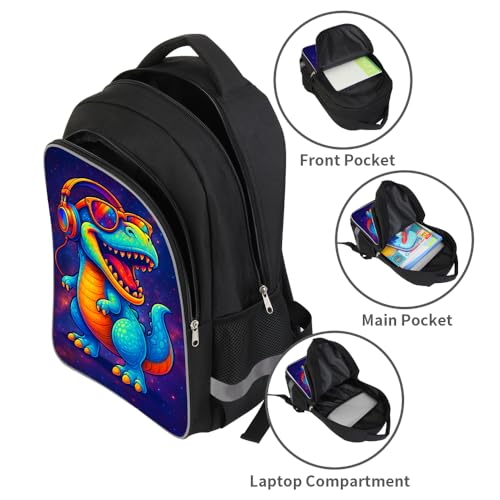 Kids Backpack Lightweight Durable Medium Teens Kids Backpack for School Boys and Girls Bookbag with Adjustable Shoulder Straps & Padded Back 17 Inch School bags with 3D Dinosaur Reflective Cartoon - color: A14-dinosaur