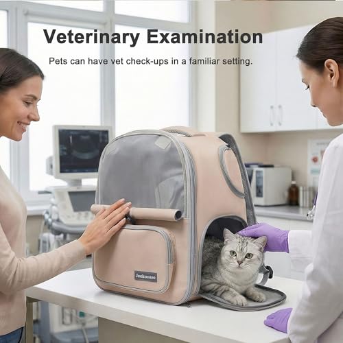 Cat Backpack Carrier Expandable,Pet Travel Backpack for Cats and Small Dogs, 1200D Waterproof Ventilated Mesh with Lockable Zippers, Foldable for Hiking Camping Vet, Up to 18 Lbs(Khaki) - color: Khaki