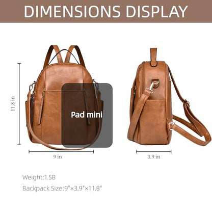 Small Backpack for Women Designer Leather Mini Backpack Purse Ladies Fashion Roomy Shoulder Handbag (Brown) - color: Brown