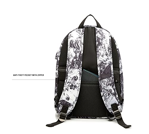 Kinmac Water Resistant Laptop Backpack with USB Charging Port for Laptop Up to 15.6 Inch (Snow Mountain) - color: Snow Mountain