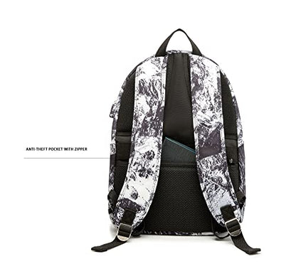 Kinmac Water Resistant Laptop Backpack with USB Charging Port for Laptop Up to 15.6 Inch (Snow Mountain) - color: Snow Mountain