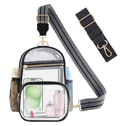 Clear Bag Stadium Approved Events Concerts Sports Outdoors Water Bottle Holder,Clear Purse for Women Men Handbags - color: 1# Black-c