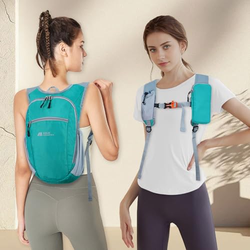 Hiking Backpack 10L/15L Small Daypack Lightweight Packable Travel Foldable Water Resistan for Women Men (Lake Green, 10L) - color: Lake Green, size: 10L