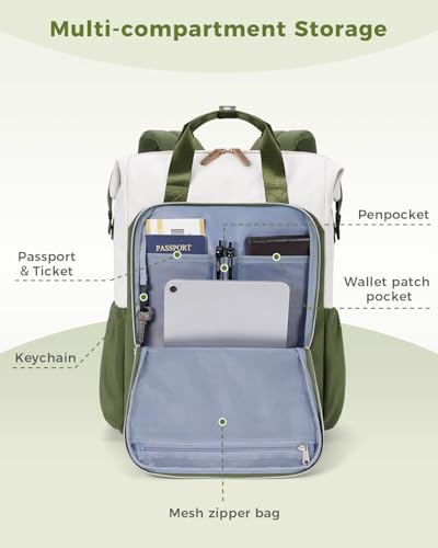 ECOHUB 17" Laptop bag for Women 25L Teacher's Laptop Backpack Work Backpack for Professional Nurse Travel Backpack,Green - color: Green