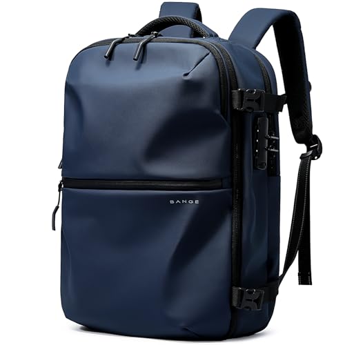 BANGE Travel Backpack with TSA lock version can hold 15.6 inch Laptop suitable Daily Commute and Overnight Flight Approved Anti-theft Bag - color: Blue