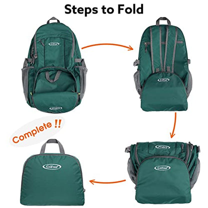 G4Free 40L Lightweight Packable Hiking Backpack, Waterproof Travel Daypack - color: Dark Green