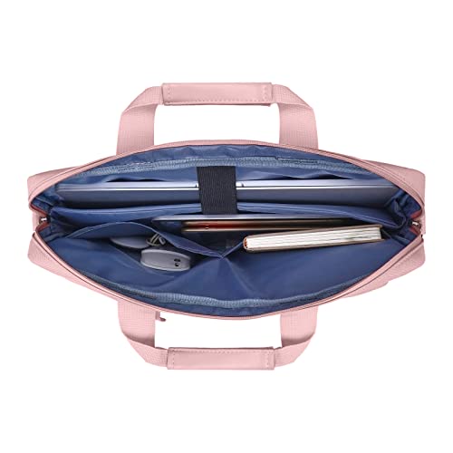 MOSISO Laptop Shoulder Bag 15.6 inch, 15-15.6 inch Computer Bag Compatible with MacBook Pro 16 inch, HP, Dell, Lenovo, Notebook with 2 Raised&1 Flapover&1 Horizontal Pocket&Handle&Belt, Pink - color: Pink, size: 16 inch
