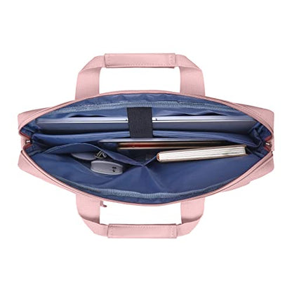 MOSISO Laptop Shoulder Bag 15.6 inch, 15-15.6 inch Computer Bag Compatible with MacBook Pro 16 inch, HP, Dell, Lenovo, Notebook with 2 Raised&1 Flapover&1 Horizontal Pocket&Handle&Belt, Pink - color: Pink, size: 16 inch