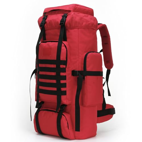 Hiking Backpack for Men 70L/100L Camping Backpack Military Rucksack Molle 3 Days Assault Pack for Climbing | Camping Backpack - color: 70l-red