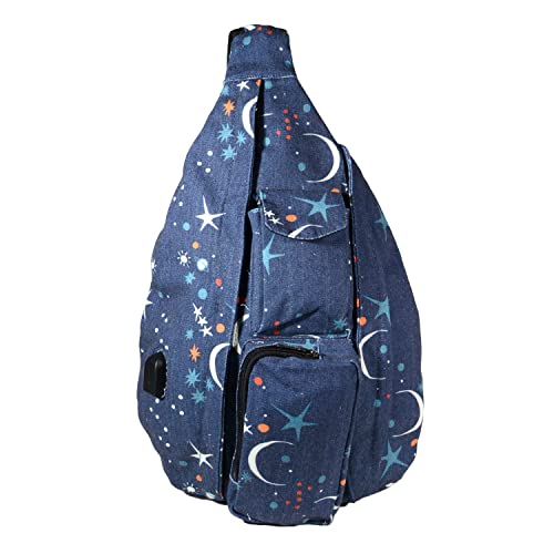 Nupouch Rucksack Pickleball Bag, Anti-Theft Crossbody Sling, USB Charging Connector Port, Backpack, Moon Magic - color: Moon Magic