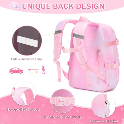 FIXITOK Girls Backpack Set, 3PCS Kids Backpack for Girls, Kawaii Bunny School Backpacks for Girl Kindergarten Elementary Preschool Middle School Bags with Lunch Box Pencil Case Dreamy-Pink - color: Dreamy-pink
