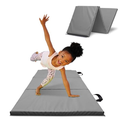 Antsy Pants Tumbling Mat for Kids – Gymnastics Mat, Easy to Clean, Sturdy, Foldable Tumbling Mats, Padded, Lightweight, Portable, Gymnastics Equipment for Active Play - color: 3-Fold Gray