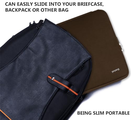 Laptop Sleeve Bag 14 inch, Shockproof Protective Computer Cover Flip Case Briefcase Carrying Bag Compatible with 14" HP, Lenovo, Asus, Acer, Notebook, Chromebook Computer, Brown - color: Brown, size: 14 Inch
