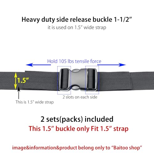 Side Release Buckles Heavy Duty Plastic Buckle Snap Clips Clasps Backpack Buckle Replacement for Strap - style: 1-1/2 Inch - 2sets