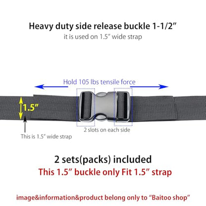 Side Release Buckles Heavy Duty Plastic Buckle Snap Clips Clasps Backpack Buckle Replacement for Strap - style: 1-1/2 Inch - 2sets