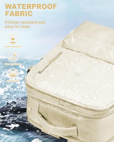 VECAVE 18x14x8 TSA-Approved Personal Item Backpack – Under Seat Carry-On Travel Bag for Women, Fits 15.6" Laptop, with Water Bottle & Shoe Pouch, Airline Travel Backpack Flight approved Beige - color: H5-beige, size: Large