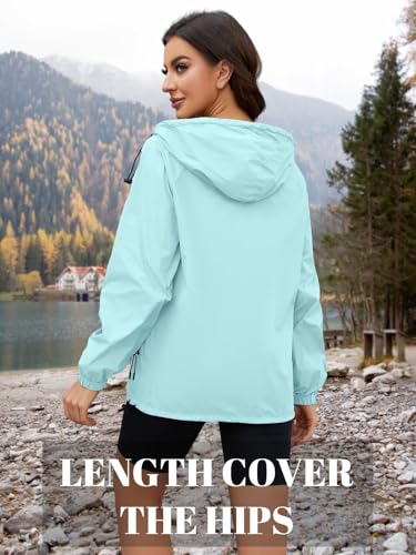 CRIPOM Light Weight Rain Jacket Women Waterproof Windbreaker Travel Rain Coats for Women Packable S-XXL - color: Blue, size: Small