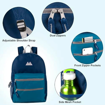 Summit Ridge Colorful Big Backpack for School Kids, Multi Pocket Backpack for Elementary, Middle School Girls, Boys with Padded Straps (Ocean/Blue) - color: Ocean/Blue