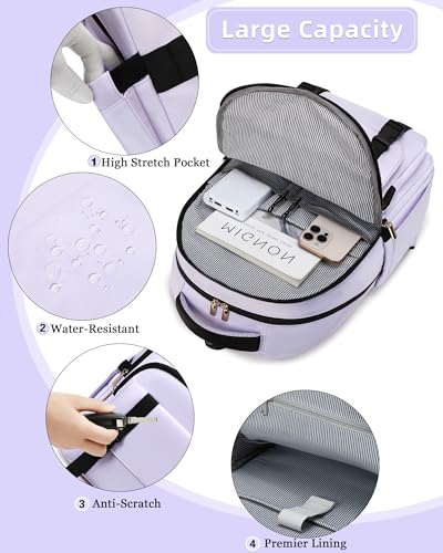 Caoroky knight Women Laptop Backpack 15.6 Inch Office Business Work Backpacks Purse Anti Theft Travel Back Pack School College Bookbag Nurse Teacher Learning Daypack Computer Rucksack,Purple - color: Purple