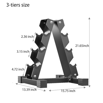 4-Tier Dumbbell Rack Stand, A-Frame Metal Weight Rack with Handle – Space-Saving Strength Training Dumbbell Storage for Home Gym - color: Black 3 Tier
