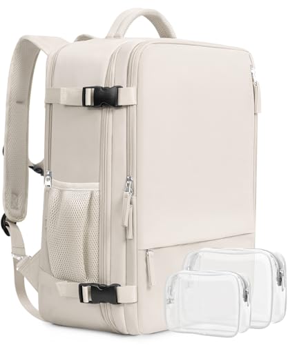 Beraliy Travel Backpack Airline Approved, Carry on Backpack, 16 Laptop Backpack, Waterproof Weekender Bag, Casual Daypack, Hiking Backpack, Beige - color: Beige, size: Large