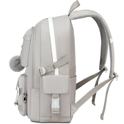 Spotted Tiger School Backpack for Girls Backpack with Lunch Box Anime Bookbag Set School Bag Kawaii Backpacks for Girls Teens (Grey) - color: Grey
