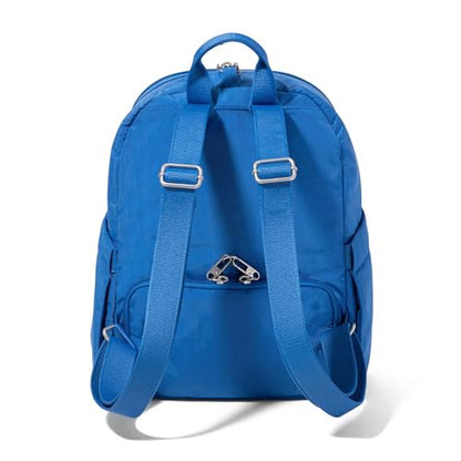 Securtex Anti-Theft Getaway Backpack - 9.4"x13"x5" Travel Safe Bag w/Locking Zippers, Slash-Resistant, RFID - color: Lapis