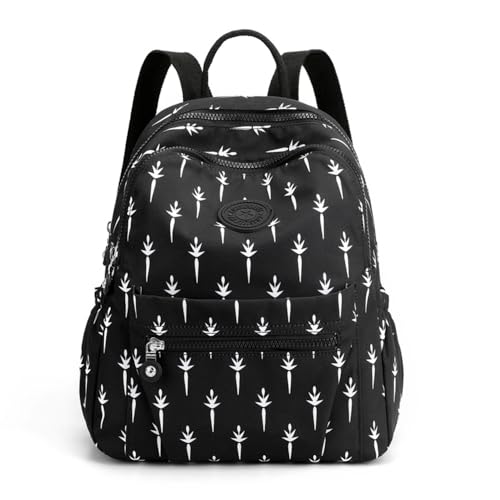 Tanweibago Mini Nylon Women Backpacks,11L Small Ladies backpacks Casual Lightweight Women Shopping Travel Daypack (A-Black White) - color: A-black White