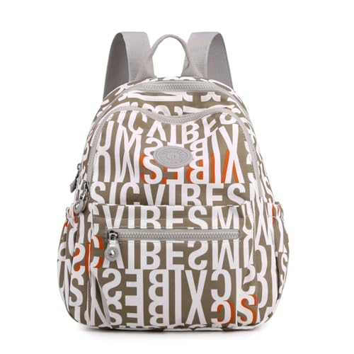 Backpack Purse for Women Ladies Nylon Bag Casual Daypack Travel Shopping Pack (H Style Letter Grey) - color: H Style Letter Grey