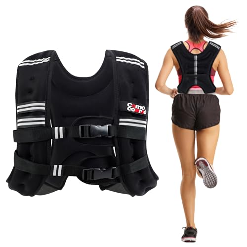 Weighted Vest, 5lb/10lb/12lb/15lb Weight Vest with Reflective Stripe for Women, Men, Rucking Vest for Walking Strength Training Running, Workout, Jogging - size: 10 lb