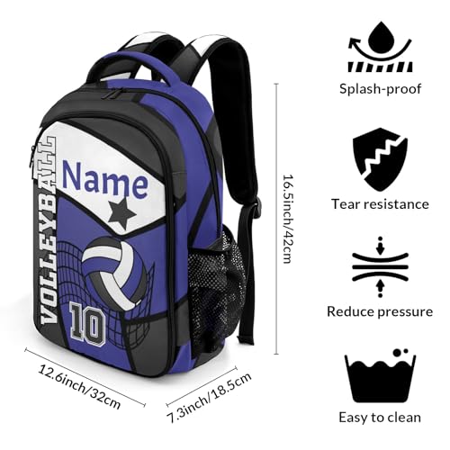 Volleyball Blue Black Personalized School Backpack Waterproof Laptop Bag for Woman Man - color: Muilti 20