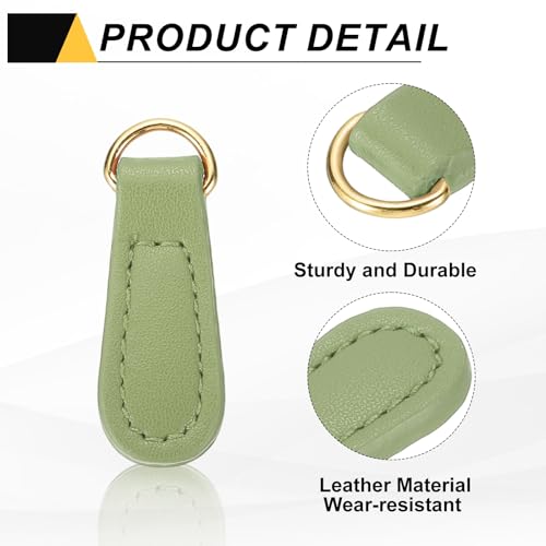 uxcell 6pcs Zipper Pull, 1.57 Inch Leather Zip Puller Zipper Replacement Repair Kit Head Handle for Luggage Clothing Jackets Backpacks Boots, Green - color: Green