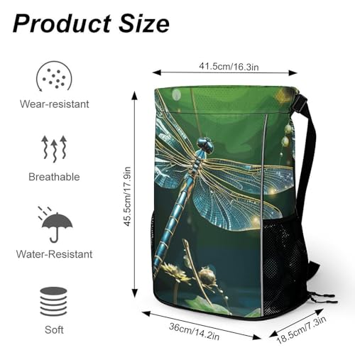 Fitness Drawstring Backpack Waterproof Gym Bag Dragonfly Green Lightweight Dry And Wet Separation Swim Bag