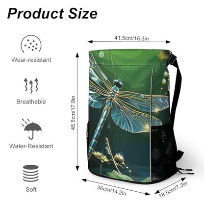Fitness Drawstring Backpack Waterproof Gym Bag Dragonfly Green Lightweight Dry And Wet Separation Swim Bag