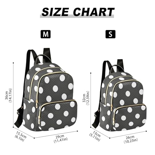 susiyo Classic Black White Polka Dot Backpack for Women Black White 10L Bag Retro Spot Ladies Backpacks Travel Casual Daypack - color: Black White, size: Small