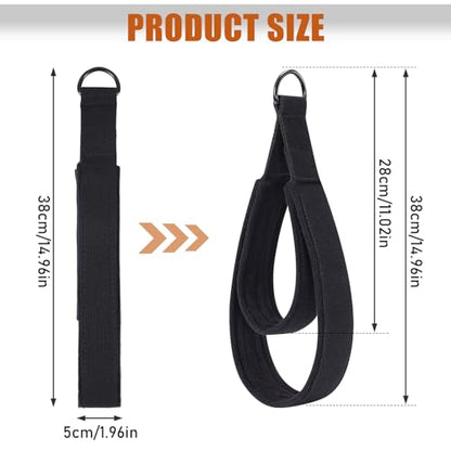 TOBWOLF Pilates Straps - Double Loop D-Ring Straps for Reformer, Padded, Home Gym Workout - color: Black