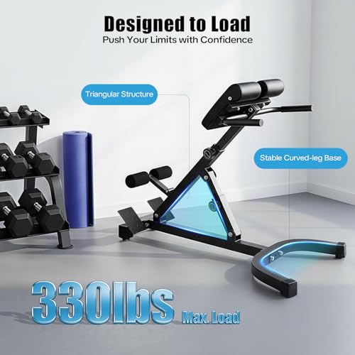 Roman Chair Hyperextension Bench, Adjustable Ab with 8 Position Ab Pad & 5 Tilt Angles, Foldable Flat Decline Sit Up Bench for for Home Gym & Core Strength Training