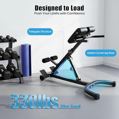 Roman Chair Hyperextension Bench, Adjustable Ab with 8 Position Ab Pad & 5 Tilt Angles, Foldable Flat Decline Sit Up Bench for for Home Gym & Core Strength Training