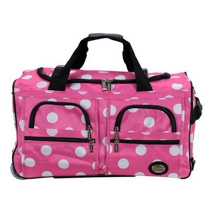 Rockland Rolling Duffel Bag, Black, 22" - color: Pink Dot, size: 22"
