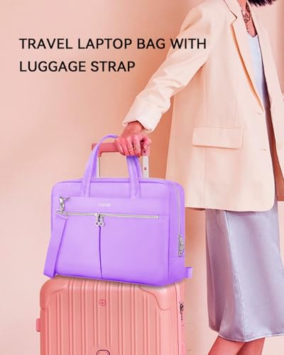 Ferkurn Laptop Bag Case Women Men Computer Bag Compatible with MacBook/HP/LG/Dell, Shoulder Strap Slim Carrying Messenger Briefcase, Purple, 15.6-16 Inch - color: Purple, size: 15-15.6 inch