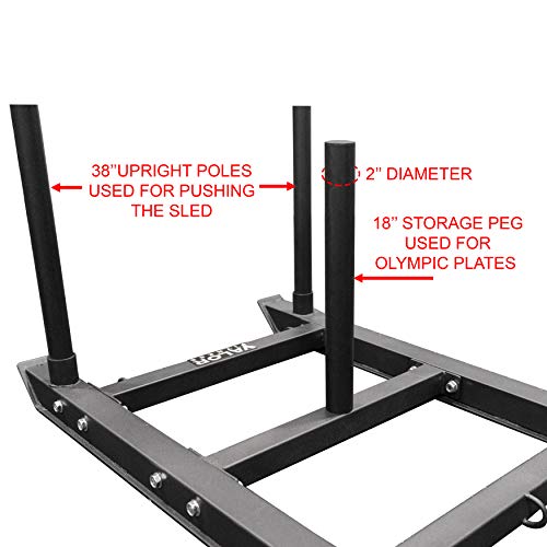Valor Fitness Weighted Sleds for Push, Pull, and Drag Training – Strength and Conditioning Sleds with Harness and Plate Storage for Home Gym or Sports Performance