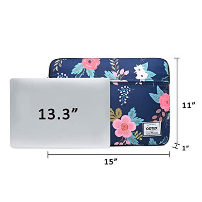 Laptop Sleeve Bag Case Cover for MacBook Pro 16 inch and 15 inch-15.6 inch HP Microsoft Surface Dell Samsung Toshiba Lenovo Acer Chromebook Notebook Computer - color: Navy Flower, size: 15 inch-15.6 inch