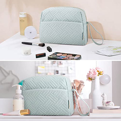 BAGSMART Makeup Bag, Cosmetic Bag for Purse,Travel Make Up Pouch,Water-resistant Toiletry Bag Elegant Roomy, Makeup Accessories Organizer, Light Blue - color: Ⅳ-Light Blue