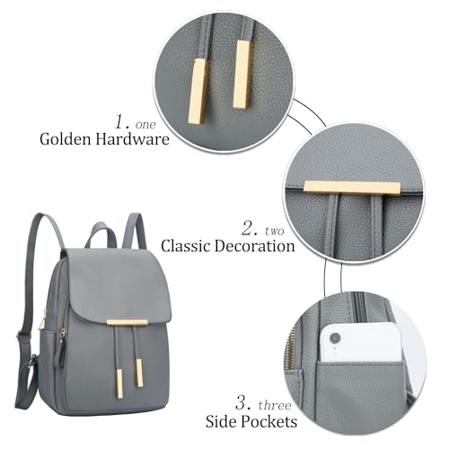 KKXIU Trendy Leather Backpack Purse for Women and Ladies Shoulder Travel Daypacks Bags (A-Grey) - color: A-grey, style: Backpack