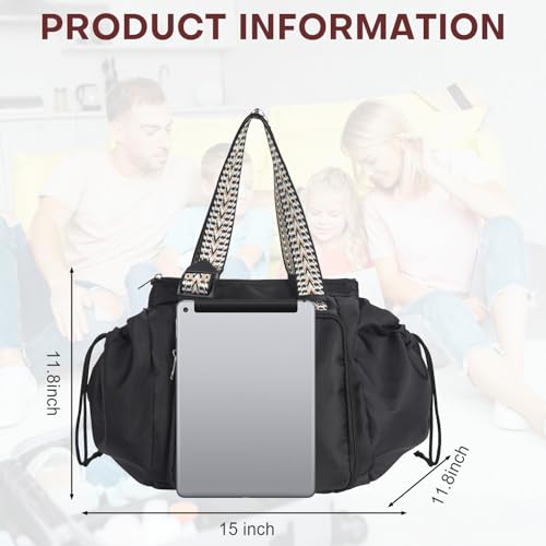 Everyday Bag, Large-Capacity Multifunctional Travel Organizer Handbag Crossbody Shoulder Tote Bag - color: Black